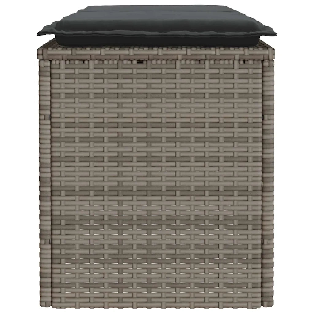Panchina da Giardino | Panca da Giardino con Cuscino Grigio 110x40x44 cm in Polyrattan