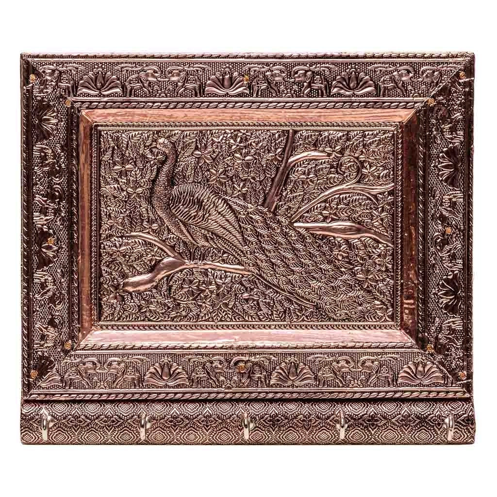 Portachiavi in metallo goffrato color rame 22,5x17,5x2h