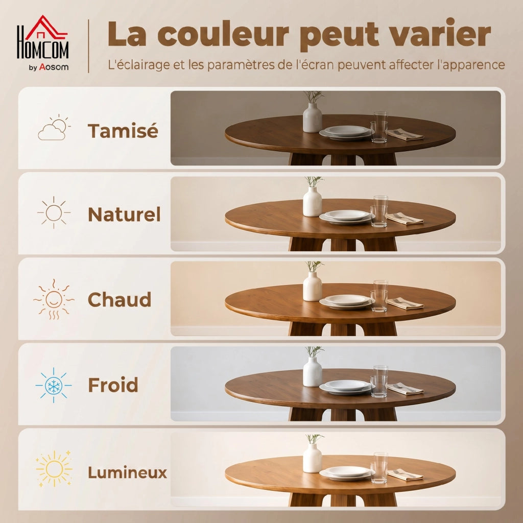 Tavolo da pranzo rotondo per 4 persone ¨C Minimal ¨C marrone, legno, ? 110x73.5 cm