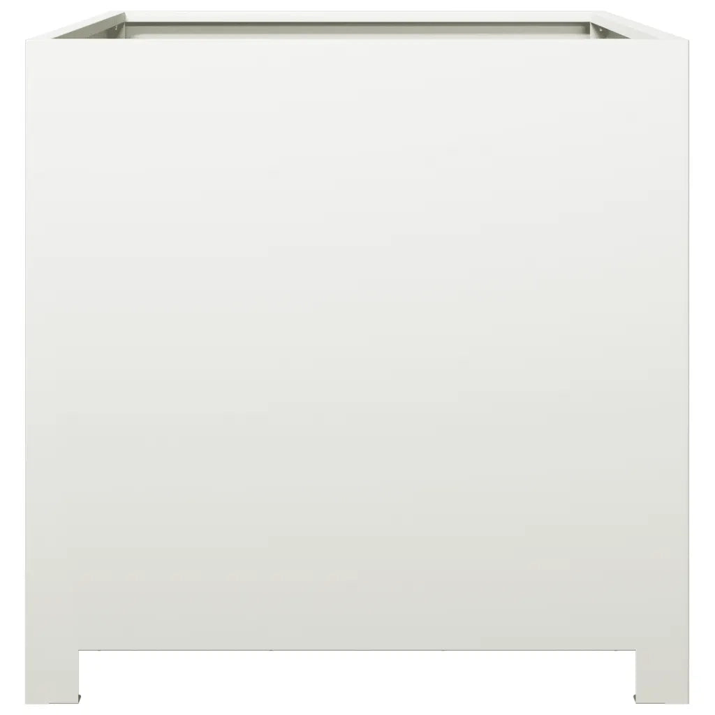 Fioriera da Giardino Bianca 50x50x50 cm in Acciaio
