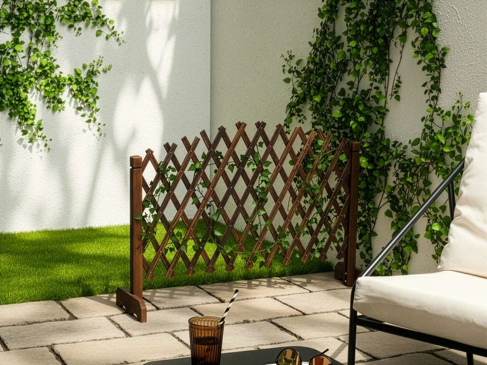 Divisorio da giardino Traliccio in legno di abete marrone scuro Schermo per la privacy 122 x 70 cm Estensibile Pieghevole