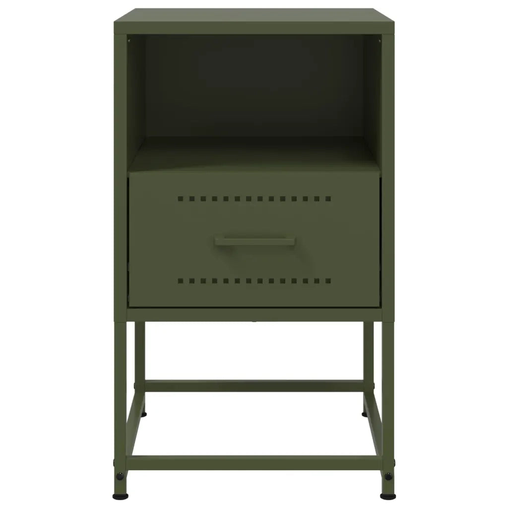 Comodino | Armadio da Notte | Mobiletto da notte Verde Oliva 36x39x60,5 cm in Acciaio