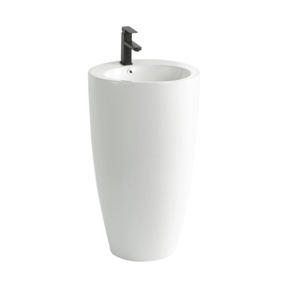 Lavabo freestanding rotondo in ceramica bianco lucido 50x50xH86 – Modello LAV203
