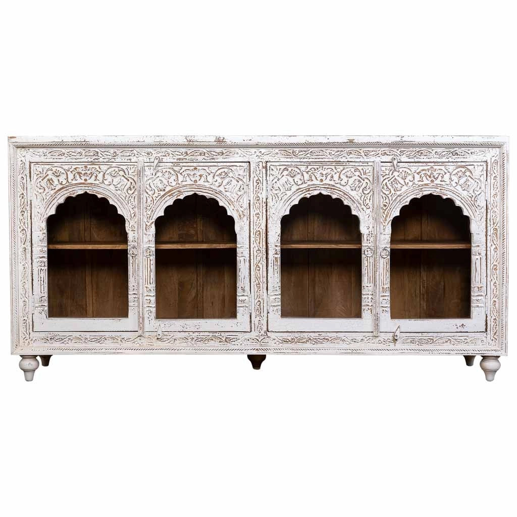 Credenza in legno bianco 204x43x101