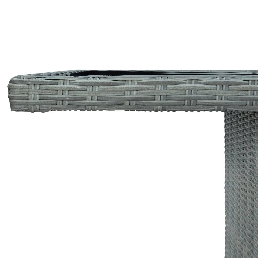 Tavolino da Giardino Grigio Chiaro Polyrattan e Vetro Temperato 313311
