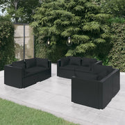 Set Divani da Giardino 6 pz con Cuscini in Polyrattan Nero cod mxl 40457