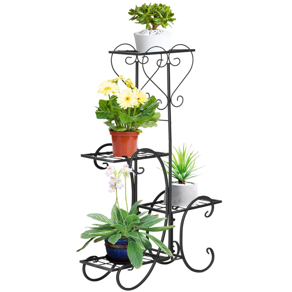 Fioriera 4 Ripiani in Metallo ¨C Zephmum ¨C Nero 45x24.5x80 cm
