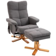 Poltrona Relax con Poggiapiedi, Inclinazione a 145°, in Poliestere, 80x86x99 cm, Grigio