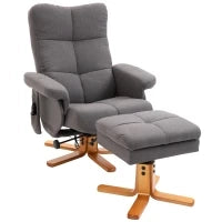 Poltrona Relax con Poggiapiedi, Inclinazione a 145°, in Poliestere, 80x86x99 cm, Grigio