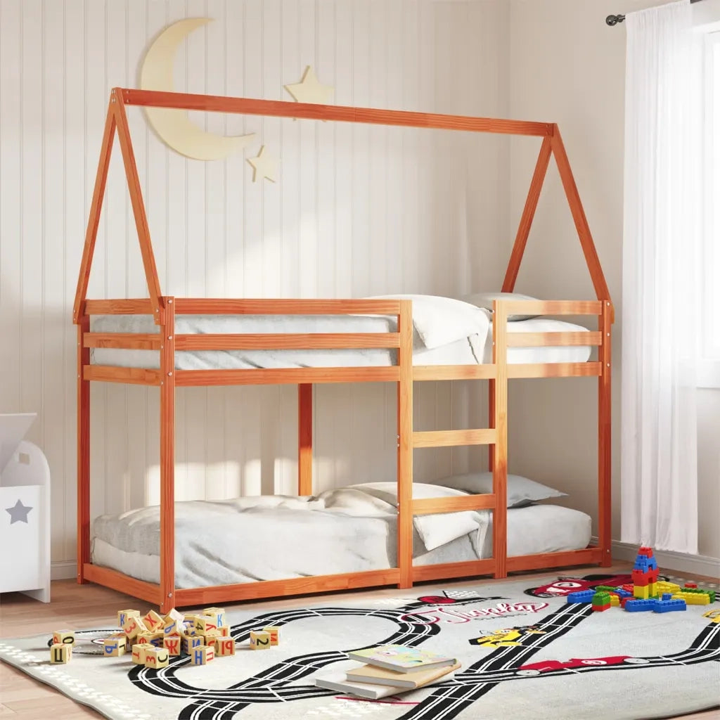 Letto singolo | Letto per adulti | Letto a Castello con Tetto Cera 80x200 cm Legno Massello Pino