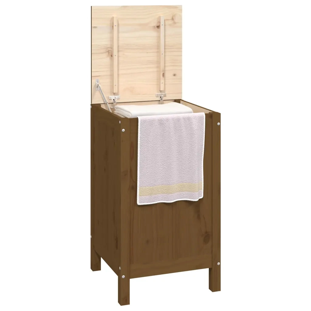 Contenitore per Bucato Ambra 44x44x76 cm Legno Massello Pino 823577