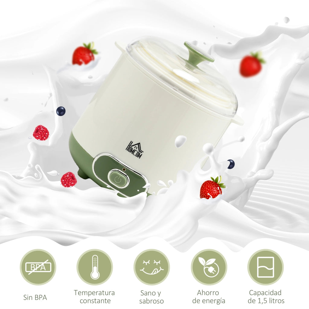 Yogurtera per Yogurt Greco 1,5L con Filtro ¨C Zephmum ¨C 19.5x17.5x21.4 cm Bianco
