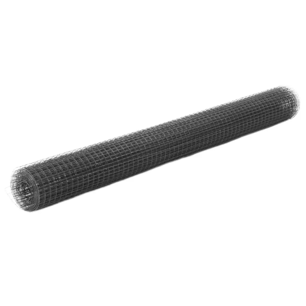 Recinzione in Rete per Pollaio in Acciaio e PVC 10x1,5 m Grigiacod mxl 111649