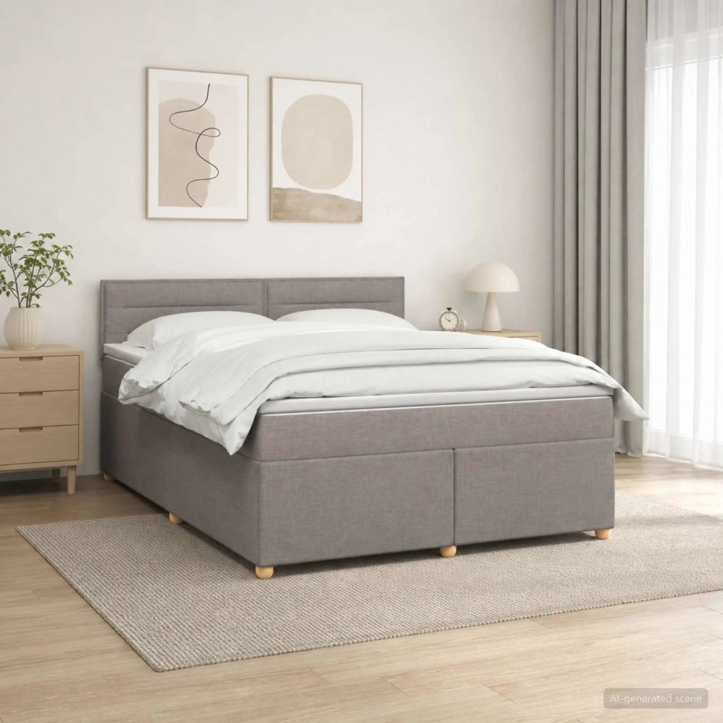 Letto box spring con materasso Tortora 140 x 200 cm Tessuto 3452433