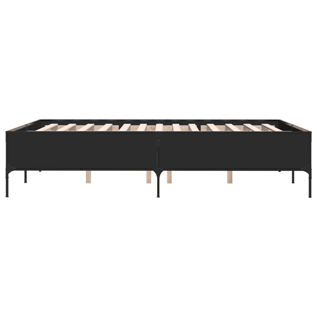 Giroletto-Struttura Letto Nero 140x200 cm in Legno Multistrato e Metallo 945271