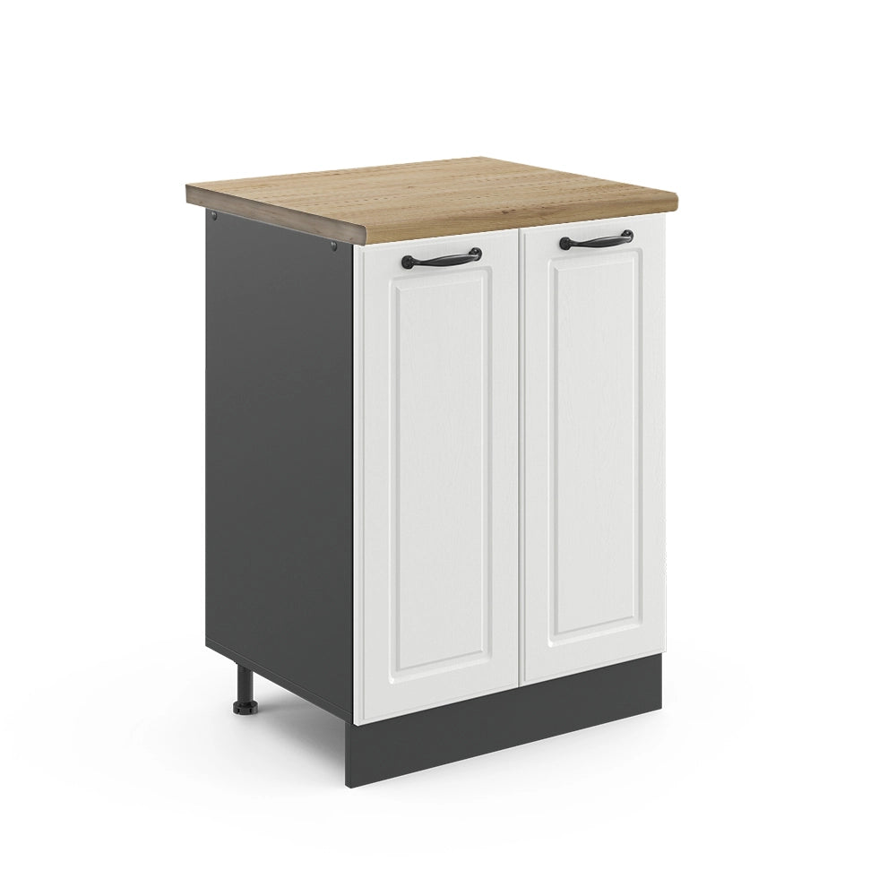 Vicco Mobiletto base cucina Bianco casa di campagna 60 cm , PL Rovere