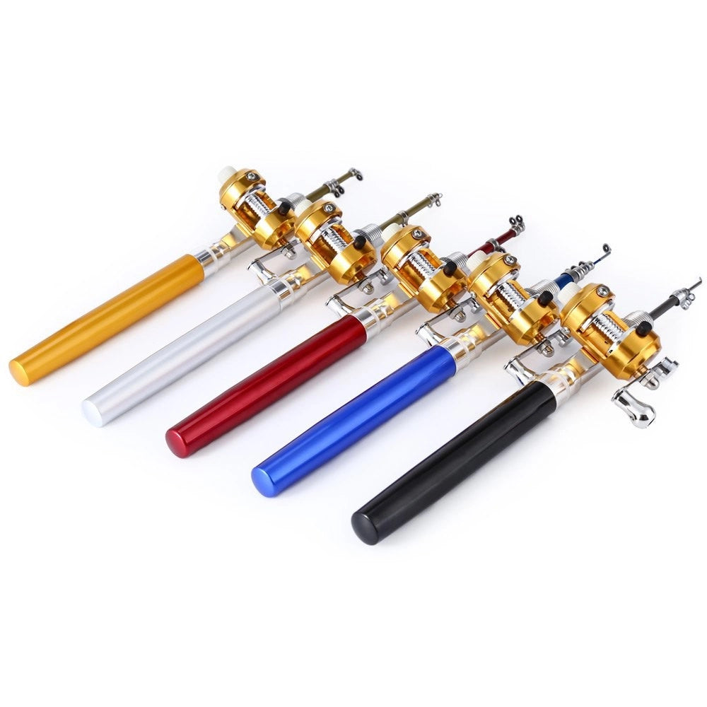 Trade Shop - Mini Canna Da Pesca Estensibile Tascabile Telescopica Con Mulinello E Lenza -