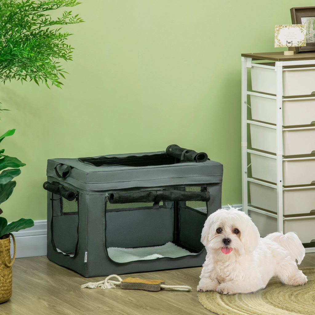 Contenitore per Animali Domestici ¨C zephmum ¨C 60x42x42 cm Grigio Nero