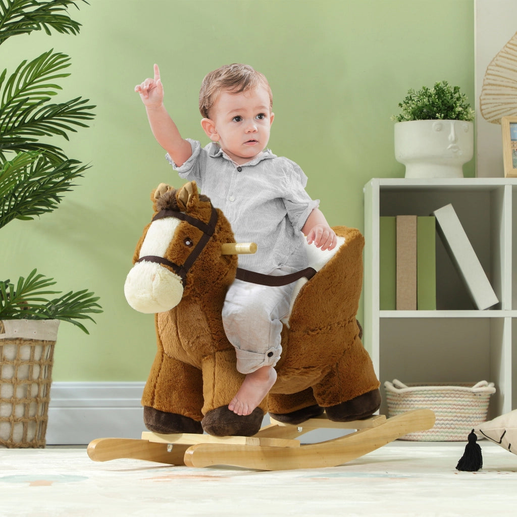 Cavallo a Dondolo per Bambini ¨C zephmum ¨C Base Legno con Sicurezza e Sonoro