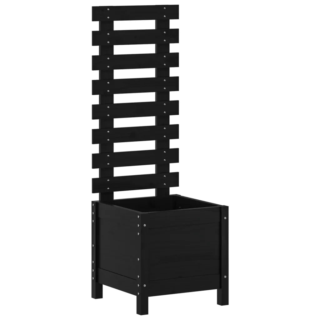 Fioriera Giardino con Rastrelliera Nera 39x39,5x114cm Pino 832519