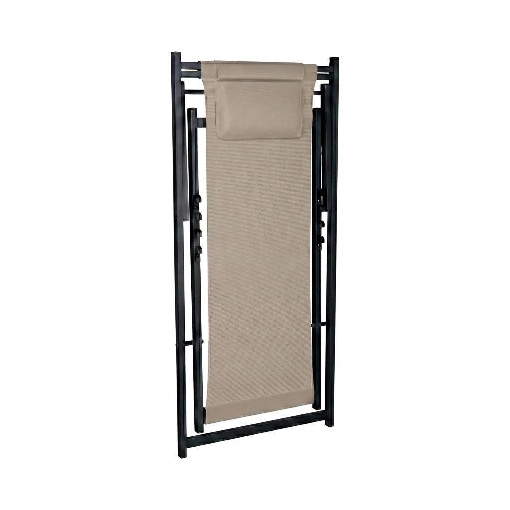 Mezzaluna - Set di 2 sdraio pieghevoli 59x97x104 cm da giardino in alluminio e textilene tortora