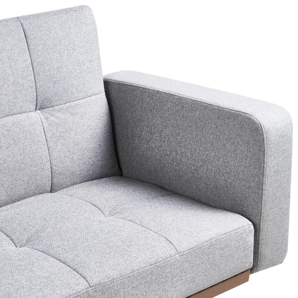 Divano letto grigio Rivestimento in poliestere Trapuntato 3 posti Gambe in ferro Braccioli tradizionali Stile tradizionale Soggiorno