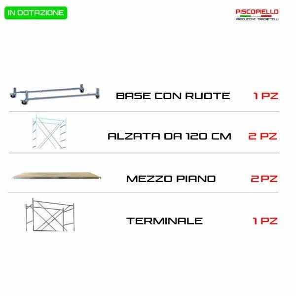 Trabattello Tris altezza di Lavoro metri 4,40