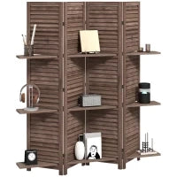 Paravento da interno in legno con 4 pannelli, Pieghevole, 160 x 170 cm, Noce