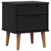 Comodino | Armadio da Notte | Mobiletto da notte Nero 40 x 35 x 48 cm Legno di pino massiccio