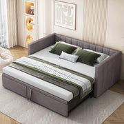 Divano letto 90x200 - Xylo - Grigio, velluto, senza materasso