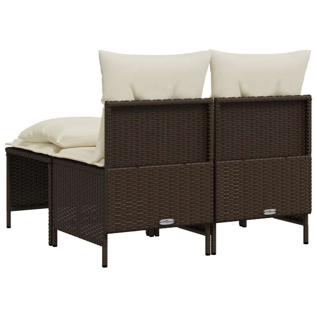 Set Divano da Giardino 4 pz | Set Salotto da Giardino con Cuscini Marrone in Polyrattan