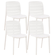 Set 4 Sedie In Polipropilene e Fibra Di Vetro Sedia Cucina Trattamento Uv Antiscolorimento Giardino Interno Esterno Moderne Robuste Resistenti Seduta Terrazzo Soggiorno Bar Ristorante Impilabili Iris-Bianco