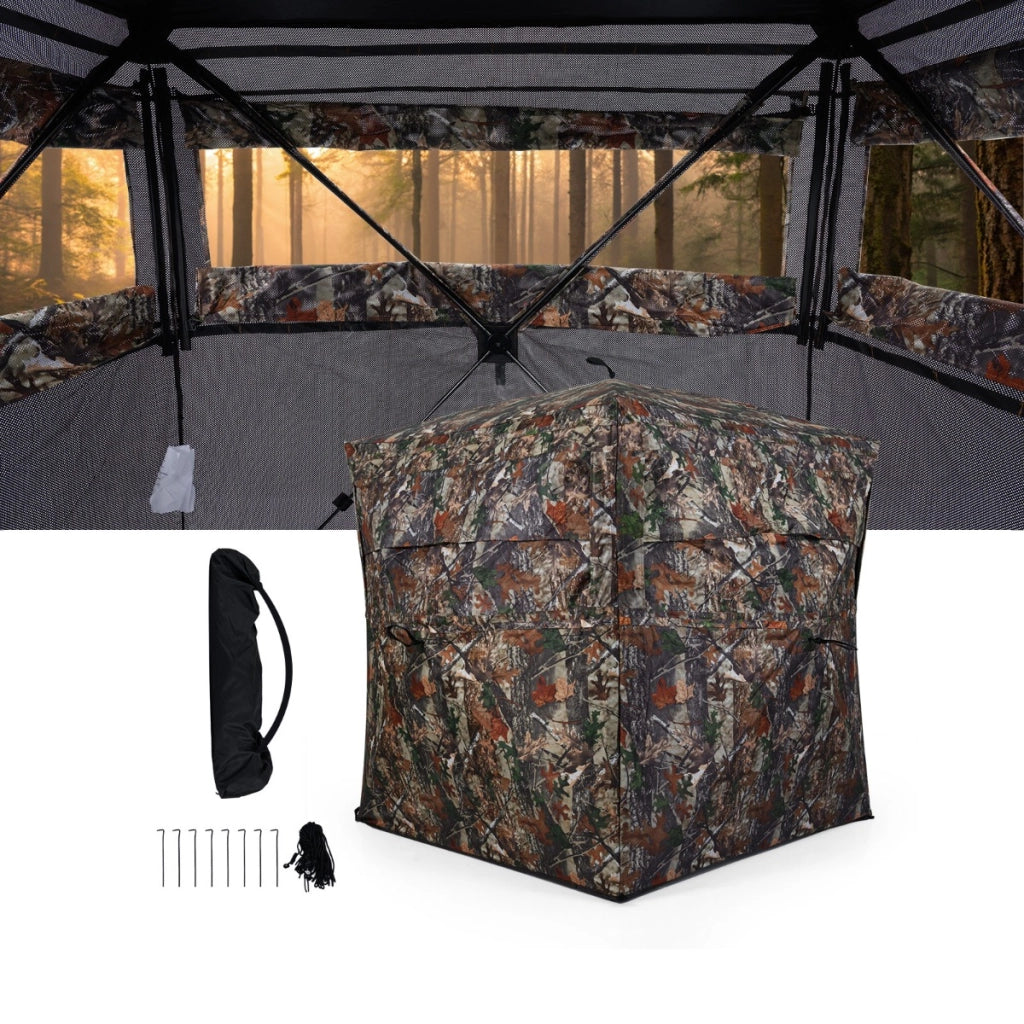 Tenda da caccia rifugio da caccia con visibilit¨¤ a 360¡ã e tessuto monodirezionale, Tenda da caccia rifugio da terra per 4 persone con finestre -Tende