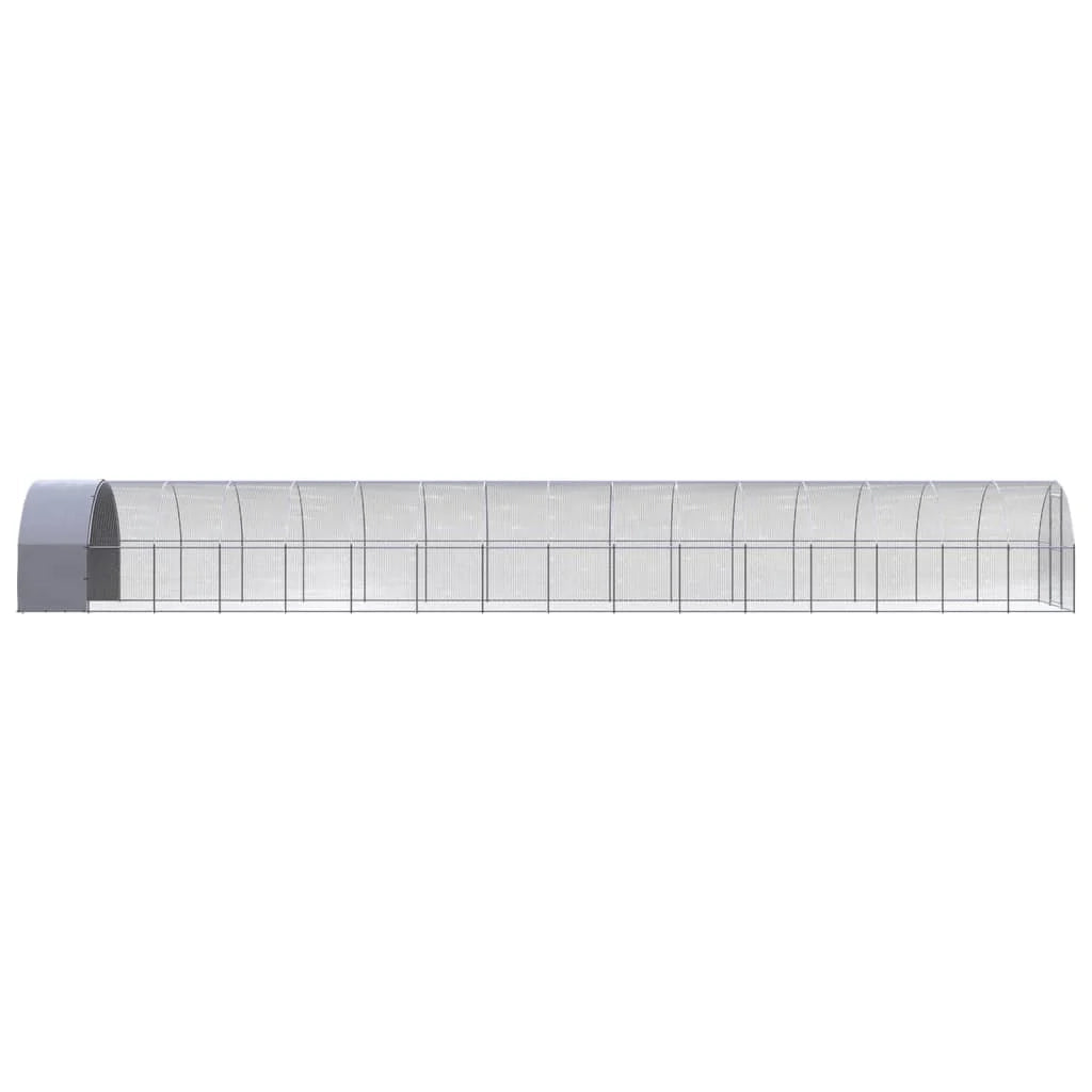 Pollaio/recinto/gabbia per polli da esterno 3 x 16 x 2 m acciaio zincato argento 02_0044003