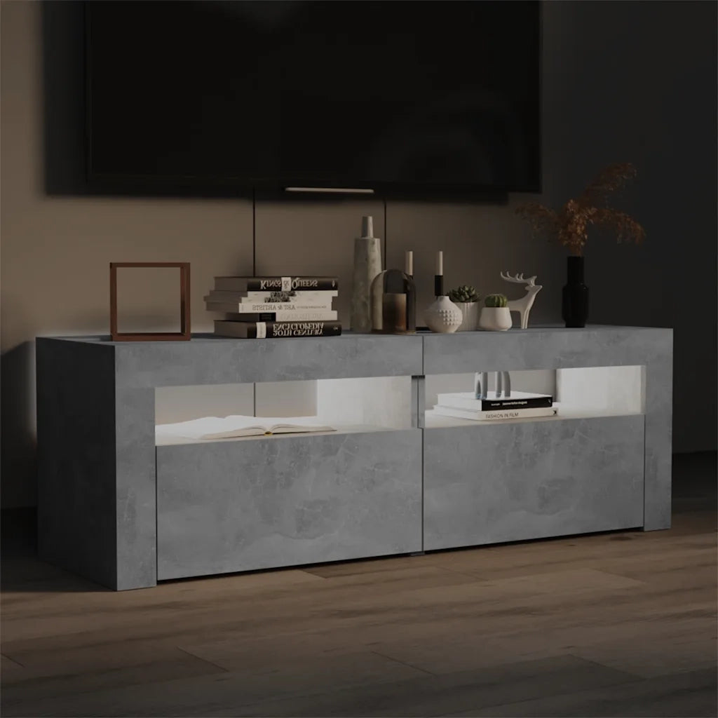 Mobile Porta TV con Luci LED Grigio Cemento 120x35x40 cm 804359