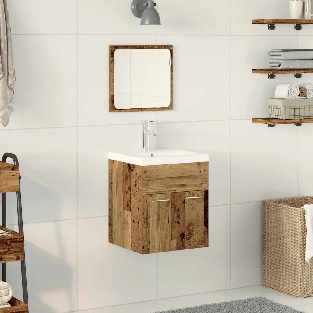 Set di mobili per il bagno con porta 3 pcs Legno vecchio 3332541