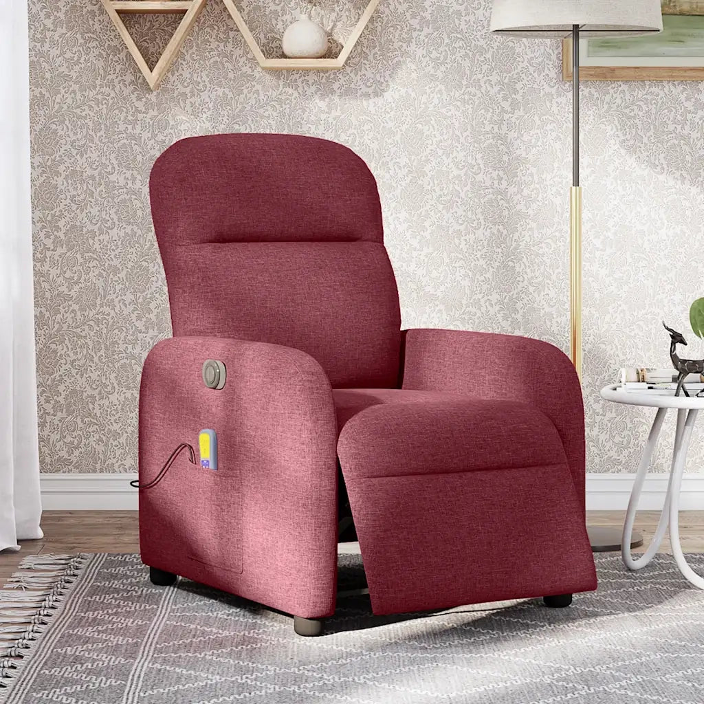Poltrona Massaggiante | Sedia Relax Reclinabile Elettrica Rosso Vino Tessuto