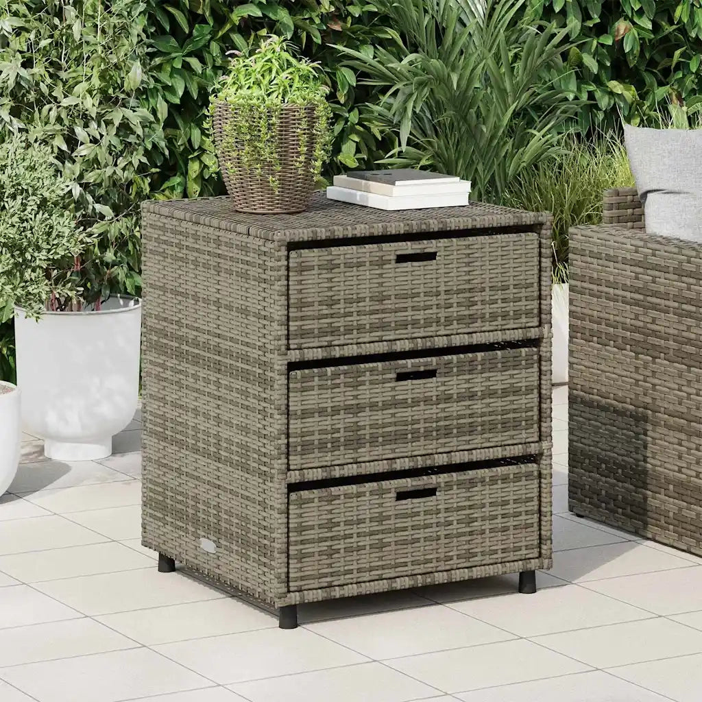 Armadietto Portaoggetti Giardino Grigio 55x59x69cm Polyrattan 365557