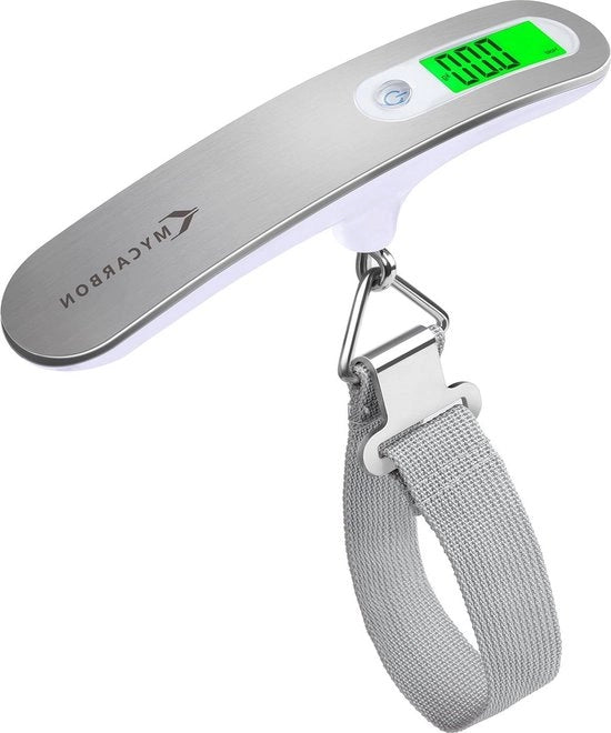 Pesa digitale da viaggio per valigia da 50 kg con scala di pesatura in acciaio inox