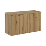 Set da bagno sospeso VANO effetto rovere 100cm: mobili sotto lavabo con armadietti + piano per lavabo