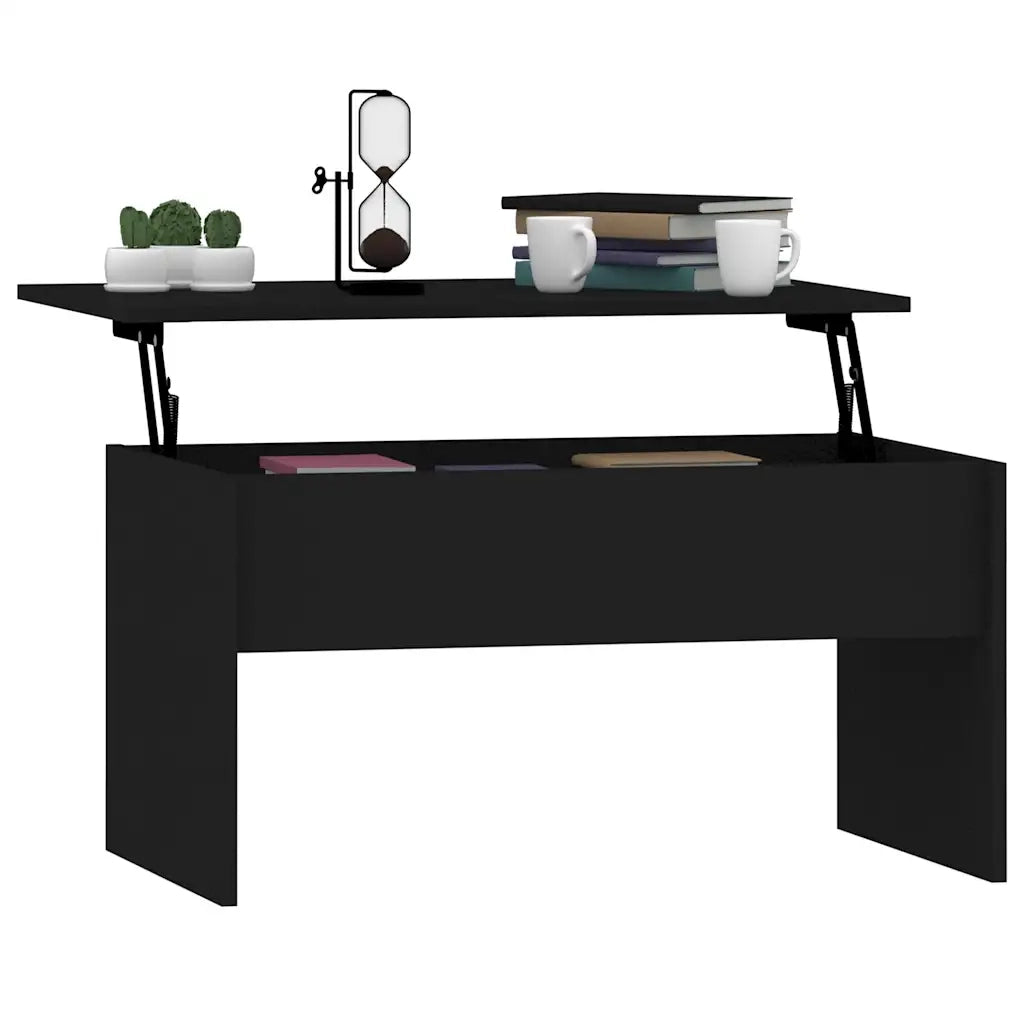 Tavolino da Salotto Nero 80x55,5x41,5 cm in Legno Multistrato 809639