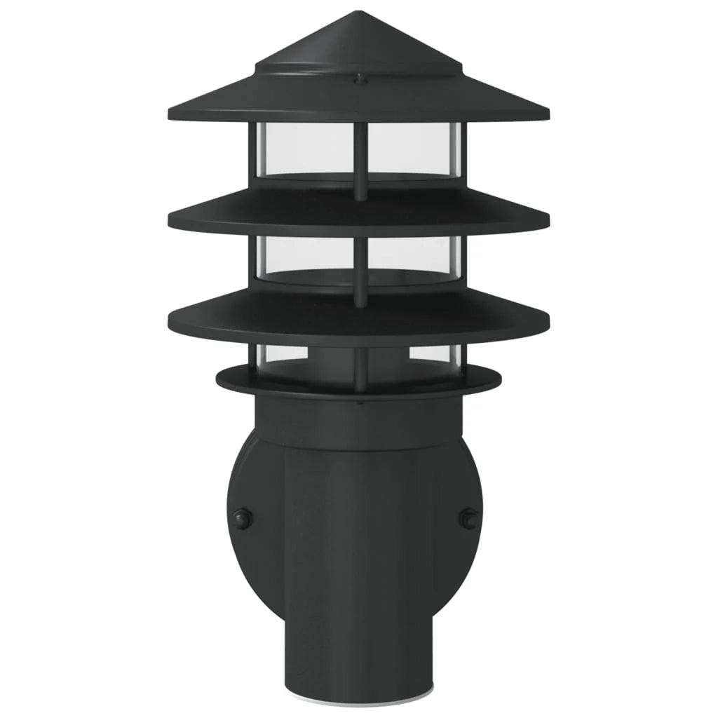 Applique da esterno 15,5 x 15,5 x 28 cm resistente alle intemperie atmosfera elegante acciaio inox nero 02_0056551