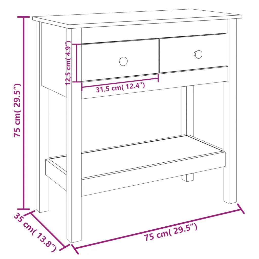 Tavolo Consolle | Tavolo d'Ingresso 75x35x75 cm in Legno Massello di Pino
