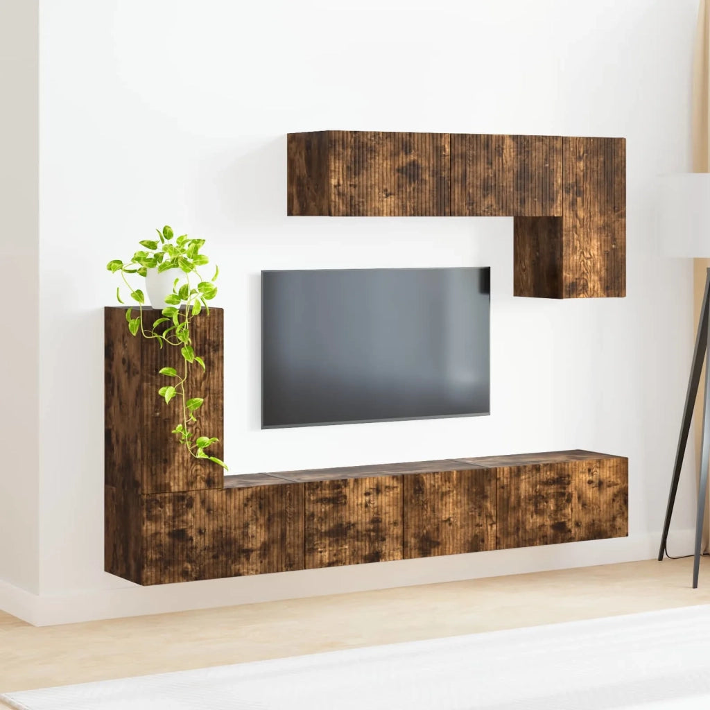 Set mobile TV 4 pcs Rovere fumé Legno multistrato