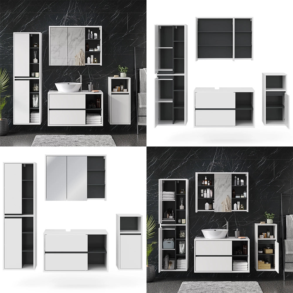 Vicco Set mobili bagno Bianco 4 parti