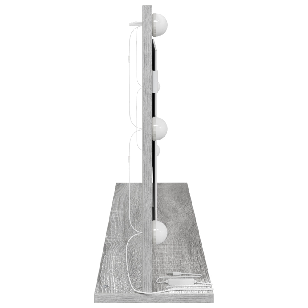 Specchio da toeletta con luci LED Grigio Sonoma 100x45x18 cm