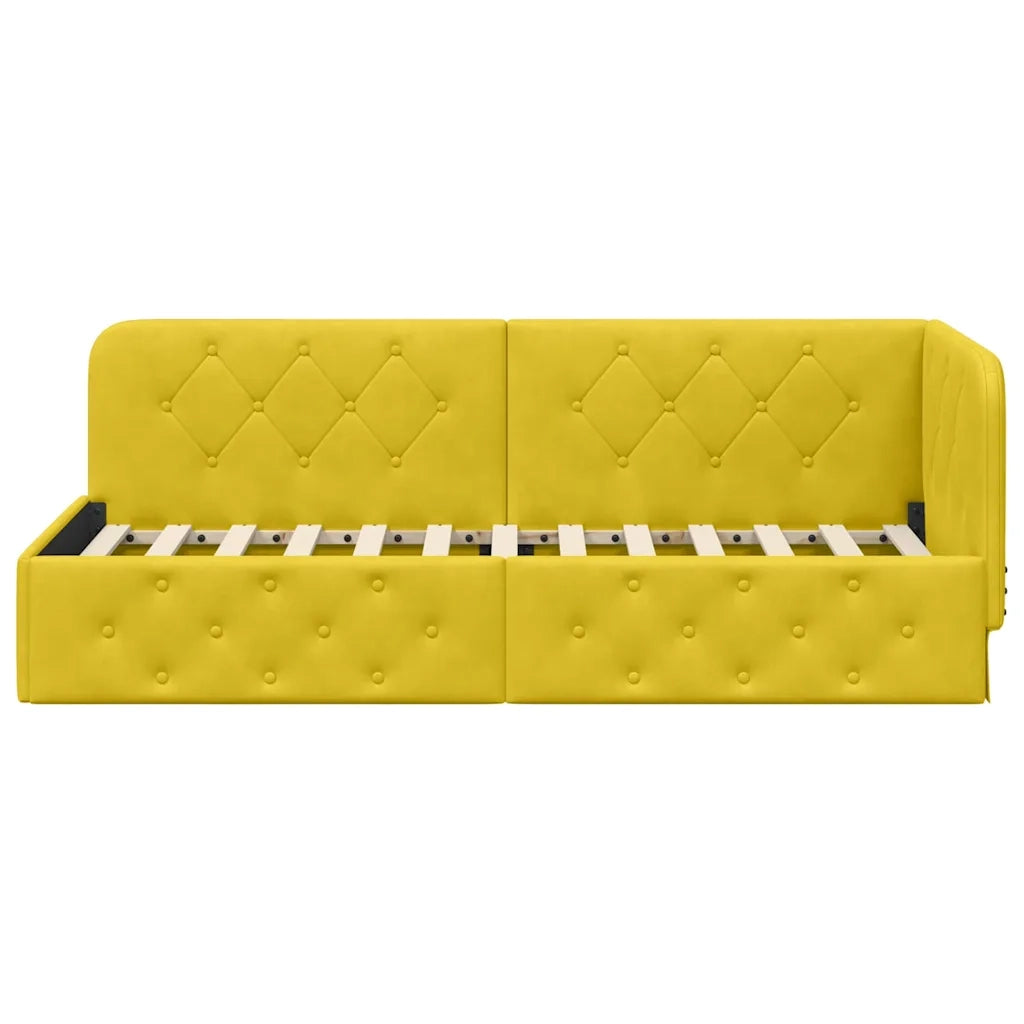 Letto singolo | Letto per adulti | Cornice del letto ad angolo Giallo 80 x 200 cm Velluto