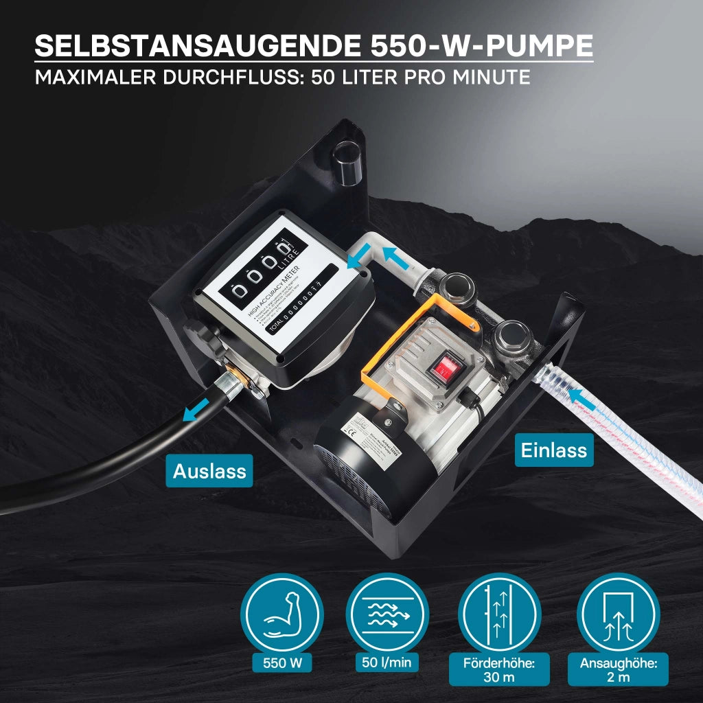 Distributore diesel gasolio con pompa autoadescante 230V/550W 50 l/min e pistola