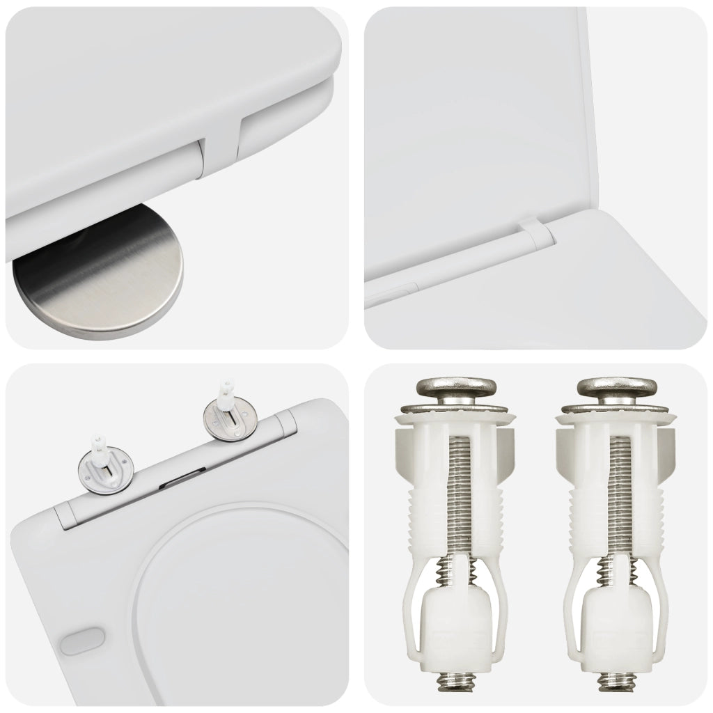 Sedile per Toilette con Chiusura Rapida e Soft Close in Duroplast Bianco