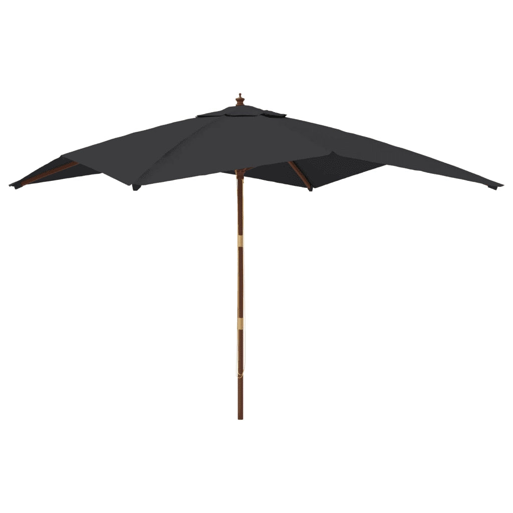 Ombrellone da Giardino con Palo in Legno Nero 300x300x273 cm